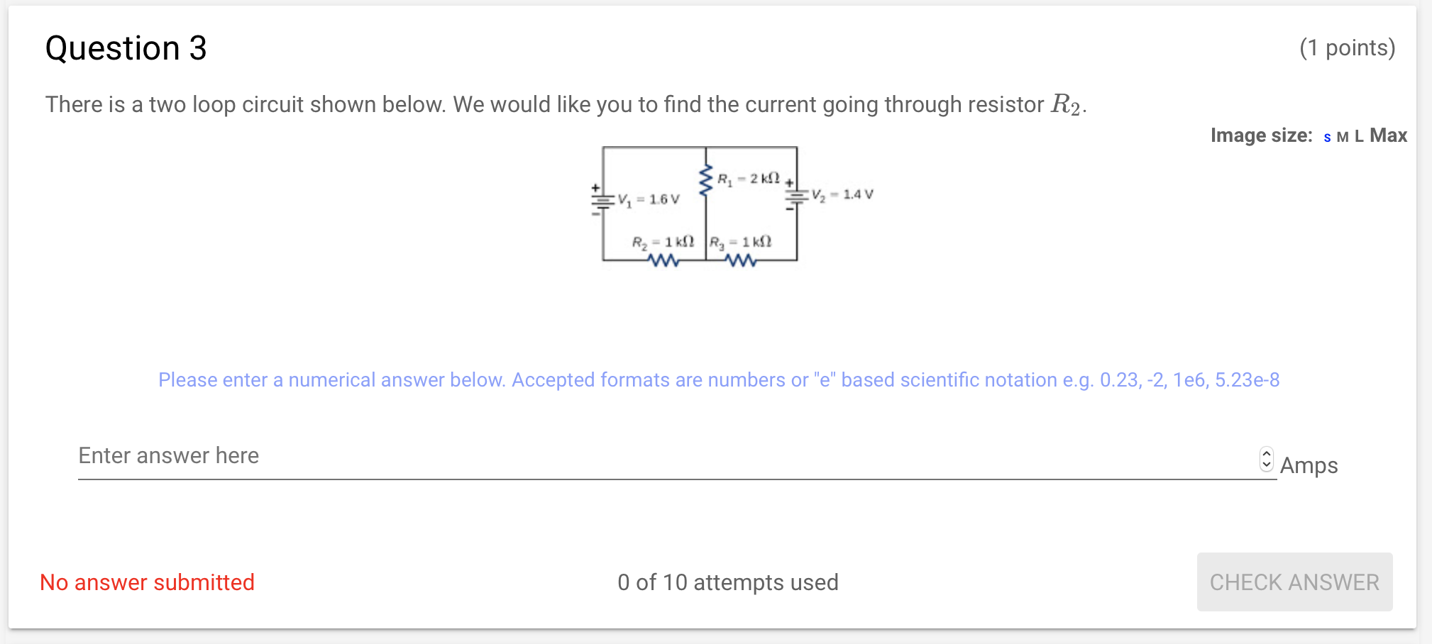 Solved Question 3 (1 points) There is a two loop circuit | Chegg.com