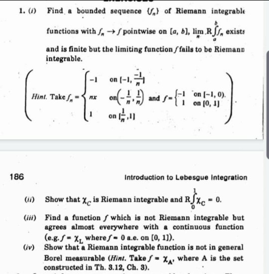 Solved 1. (1) Find a bounded sequence Vn} of Riemann | Chegg.com