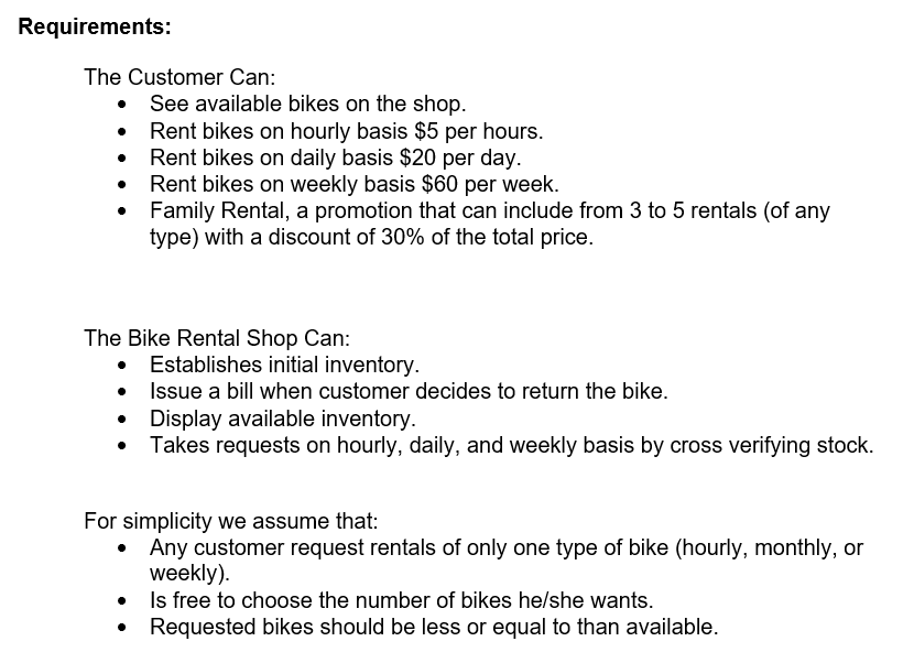 Solved Design and Develop a Bike Rental System in Python | Chegg.com
