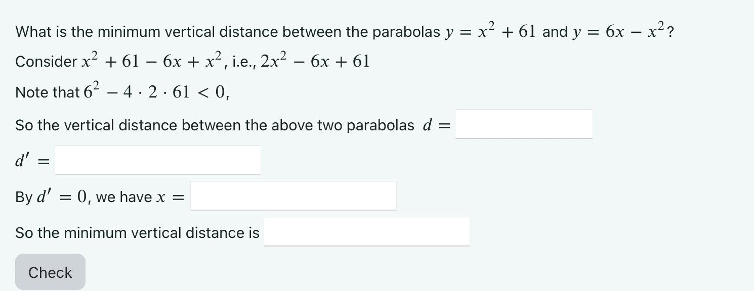 Solved What is the minimum vertical distance between the