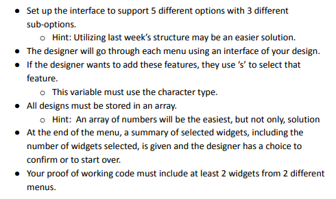 Set up the interface to support 5 different options | Chegg.com