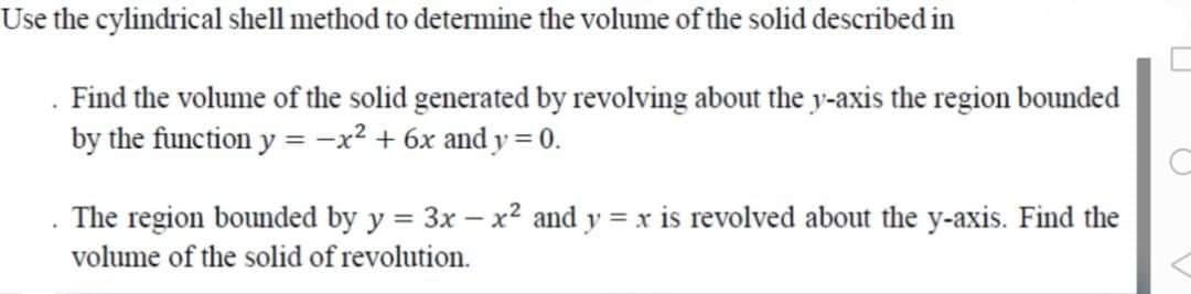 Solved Use the cylindrical shell method to determine the | Chegg.com