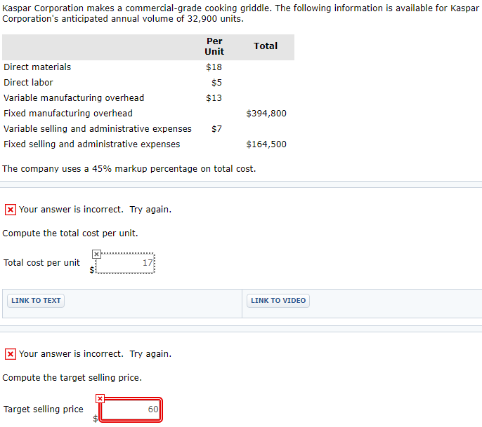 Solved Kaspar Corporation makes a commercialgrade cooking