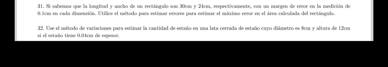 31. Si sabemos que la longitud y ancho de un rectángulo son \( 30 \mathrm{~cm} \) y \( 24 \mathrm{~cm} \), respectivamente, c