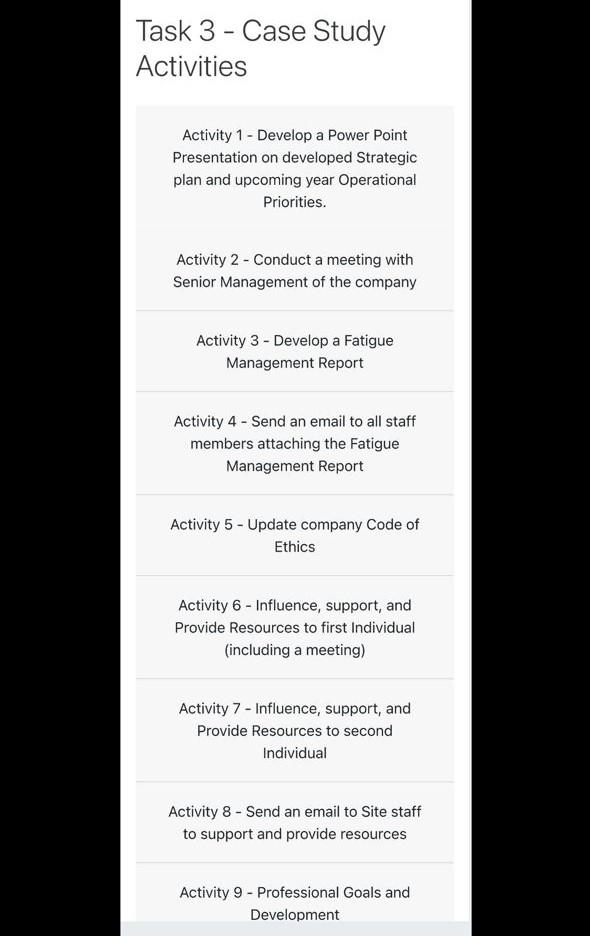 Solved Task 3 - Case Study Activities Activity 1 - Develop A | Chegg.com