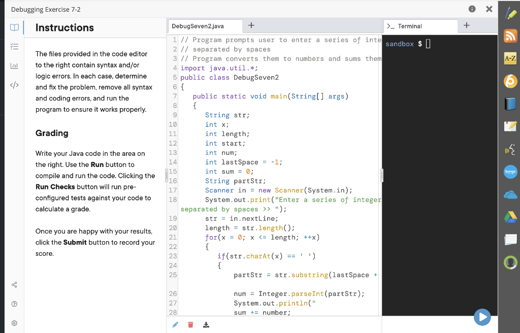 Solved Debugging Exercise 7-2 X M + Instructions V- A-Z The | Chegg.com