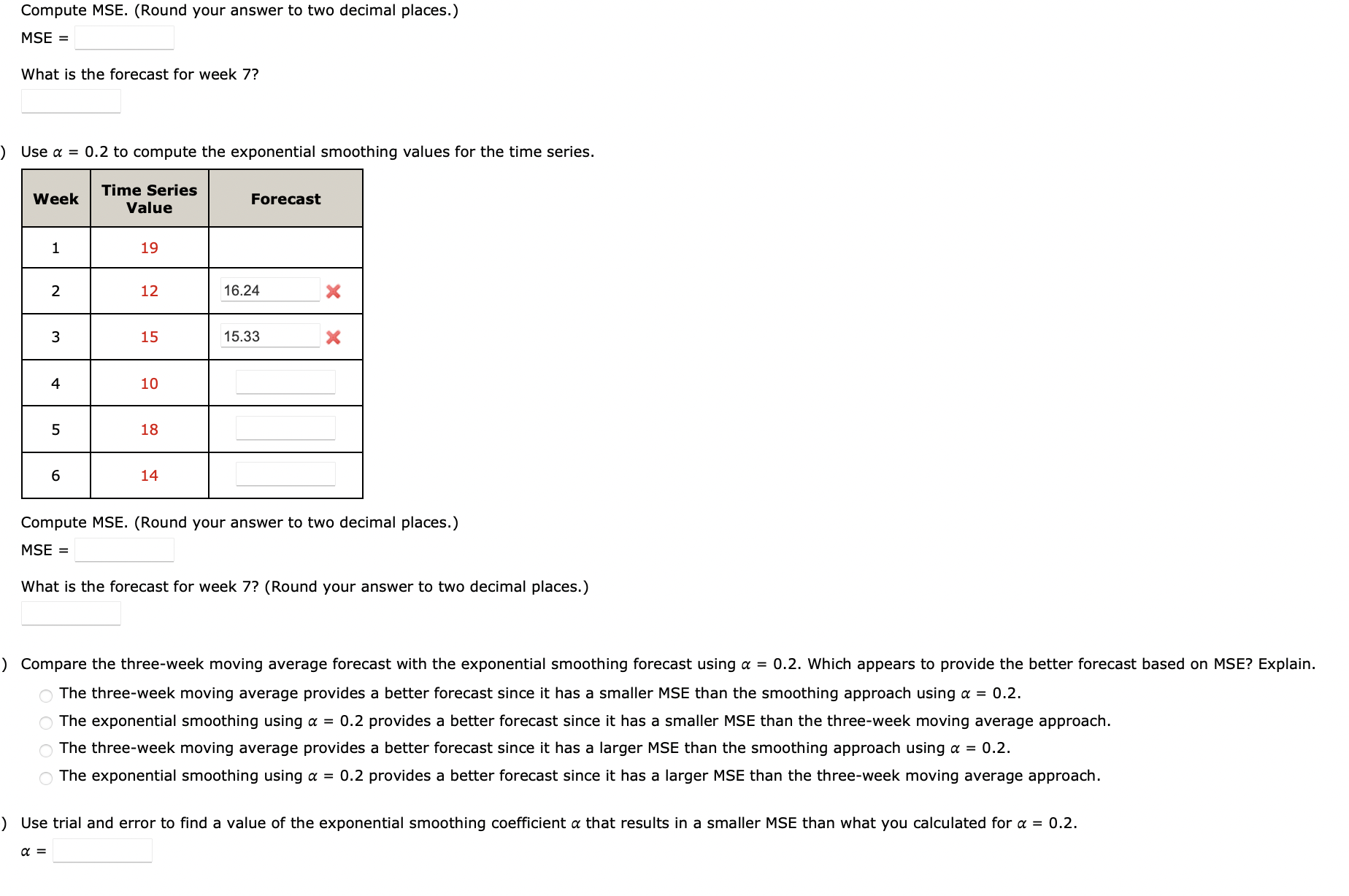 Solved Consider The Following Time Series Data. (a) | Chegg.com