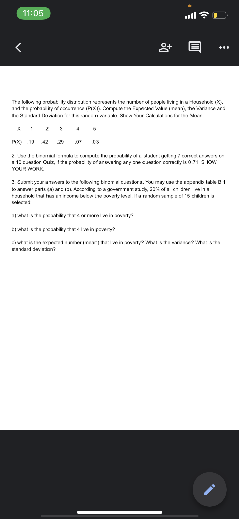 Solved The following probability distribution represents the | Chegg.com