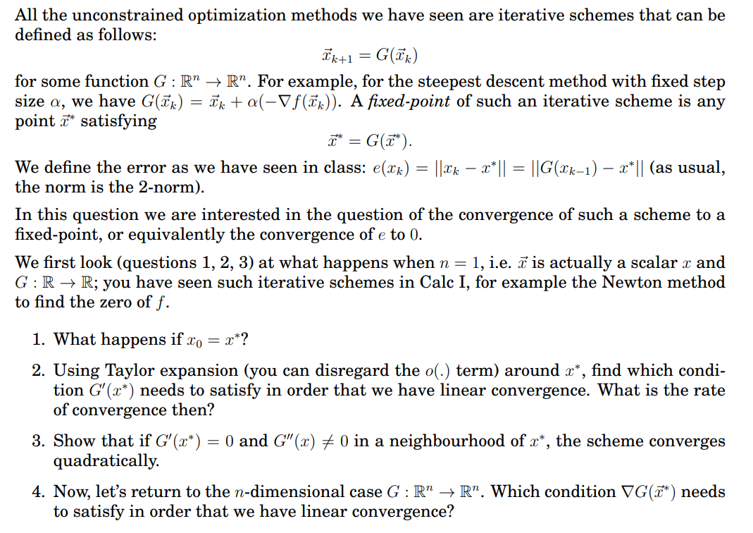 Solved All The Unconstrained Optimization Methods We Have | Chegg.com