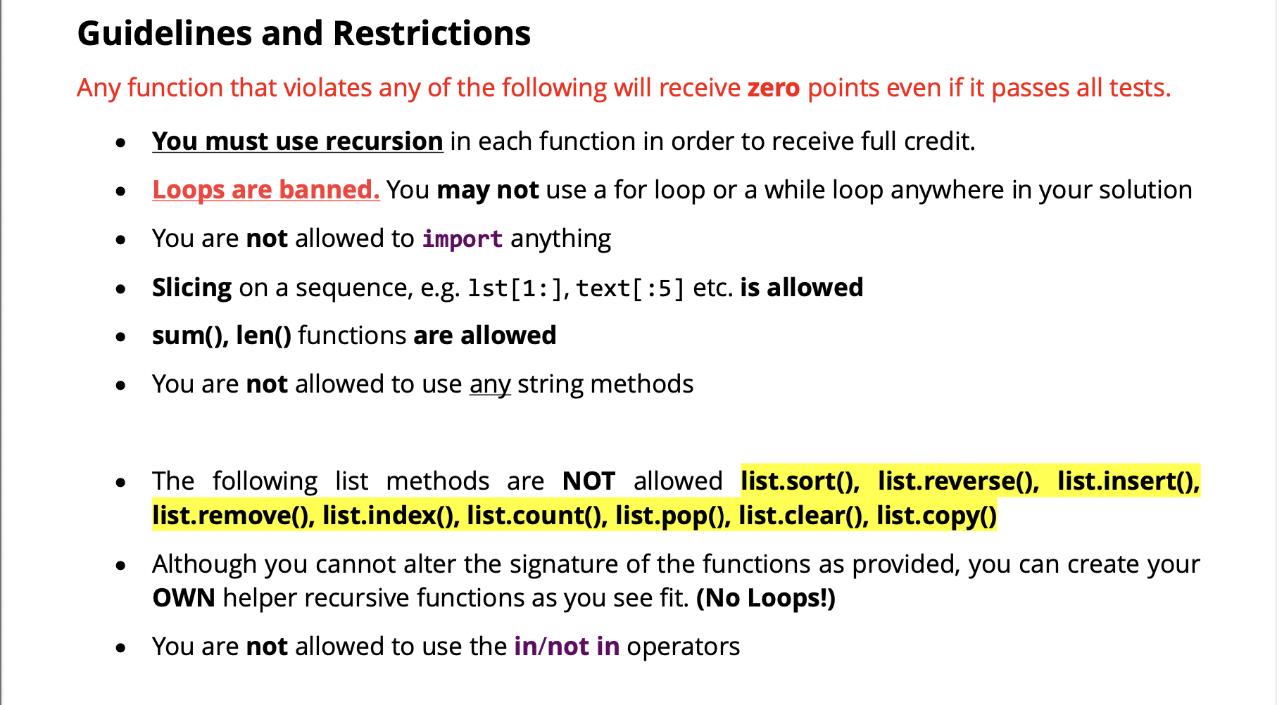 Solved Guidelines and Restrictions Any function that | Chegg.com