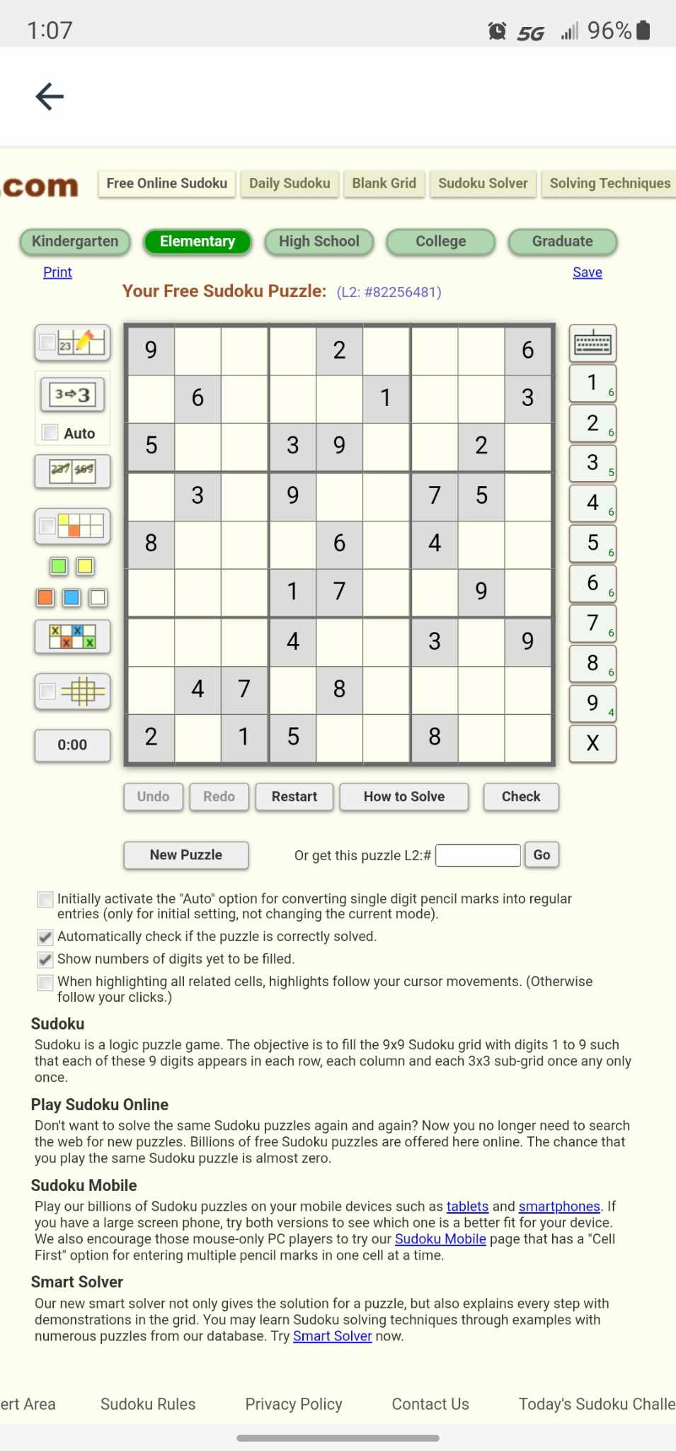 Play Free Sudoku online - solve web sudoku puzzles