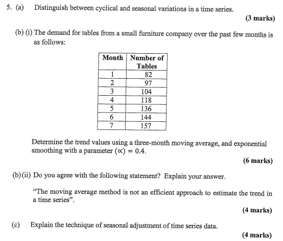 Solved 5. (a) Distinguish between cyclical and seasonal | Chegg.com