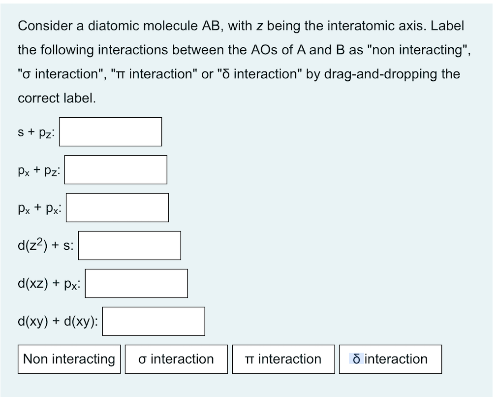 Solved Consider a diatomic molecule AB, with z being the