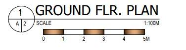 Solved GROUND FLR. PLAN A 2 SCALE 1:100M 0 1 2 3 4 5M | Chegg.com