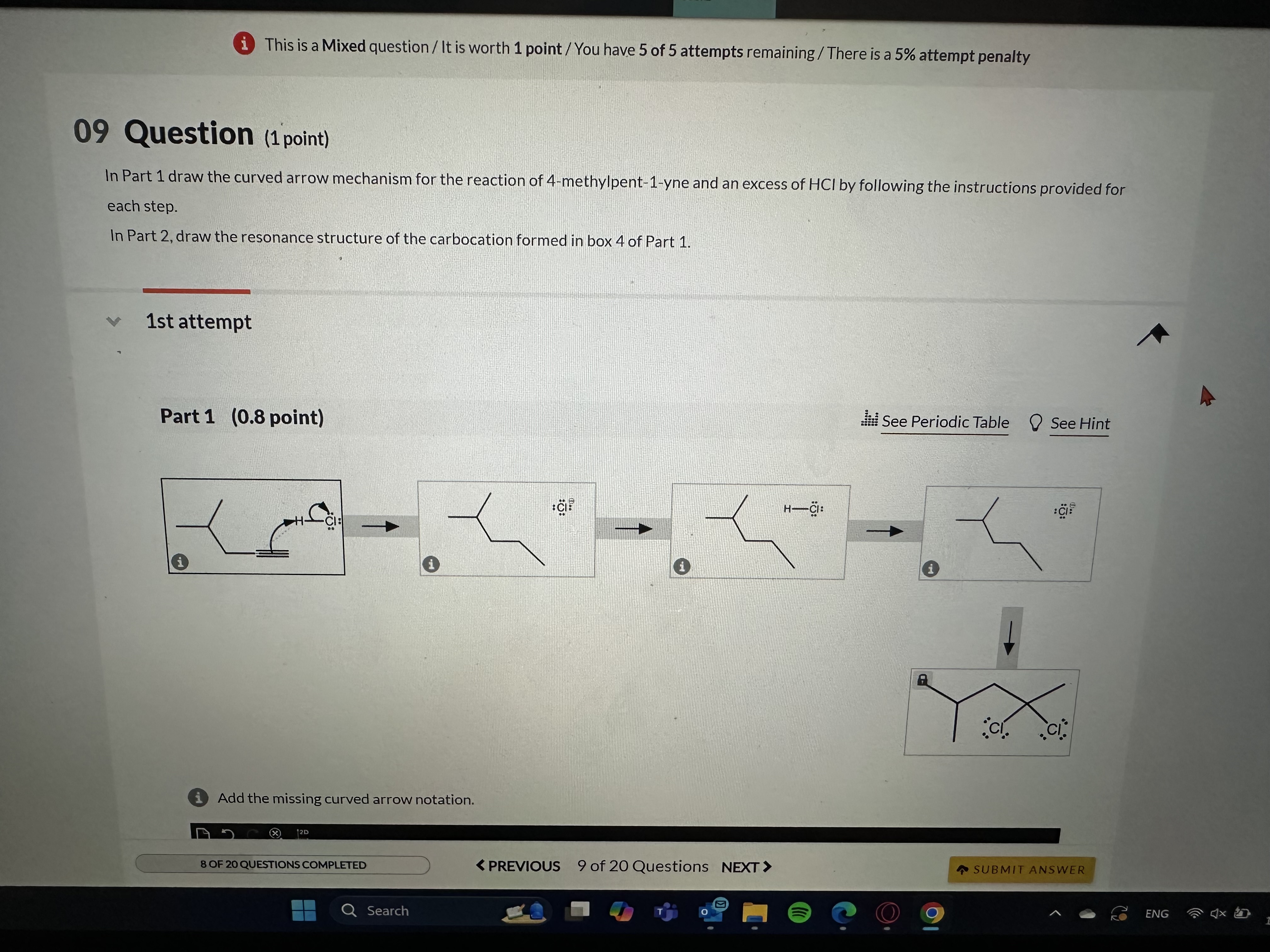 Solved 09 ﻿Question (1 ﻿point)In Part 1 ﻿draw the curved | Chegg.com