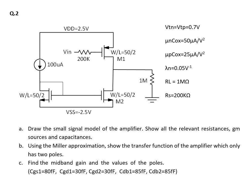 Solved a. Draw the small signal model of the amplifier. Show | Chegg.com