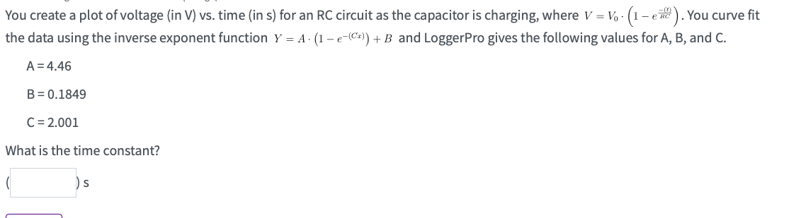 Solved You create a plot of voltage (in V) vs. time (in s) | Chegg.com