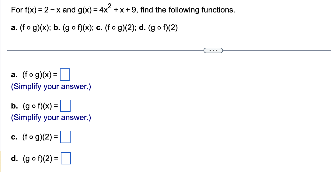 Solved For F X 2 X ﻿and G X 4x2 X 9 ﻿find The Following