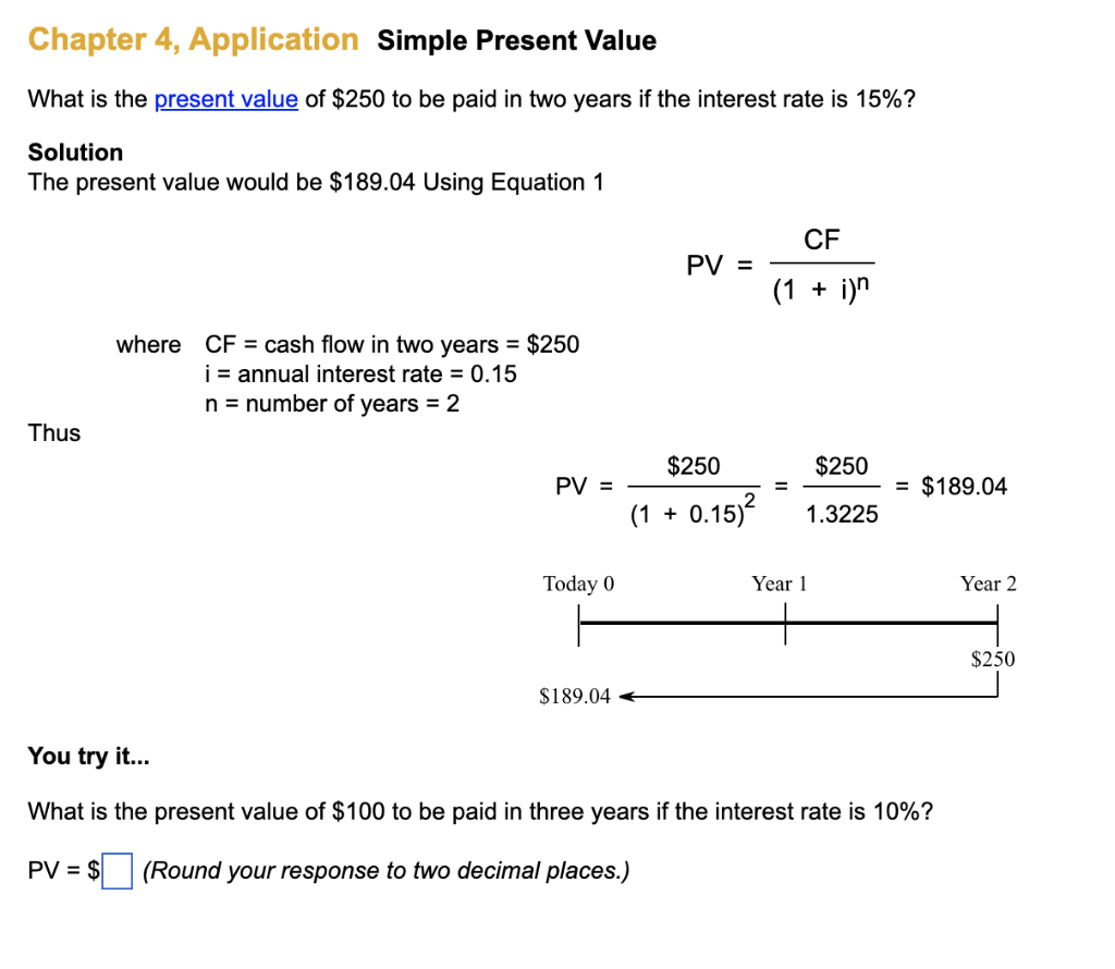 Solved Chapter 4, Application Simple Present Value What is | Chegg.com