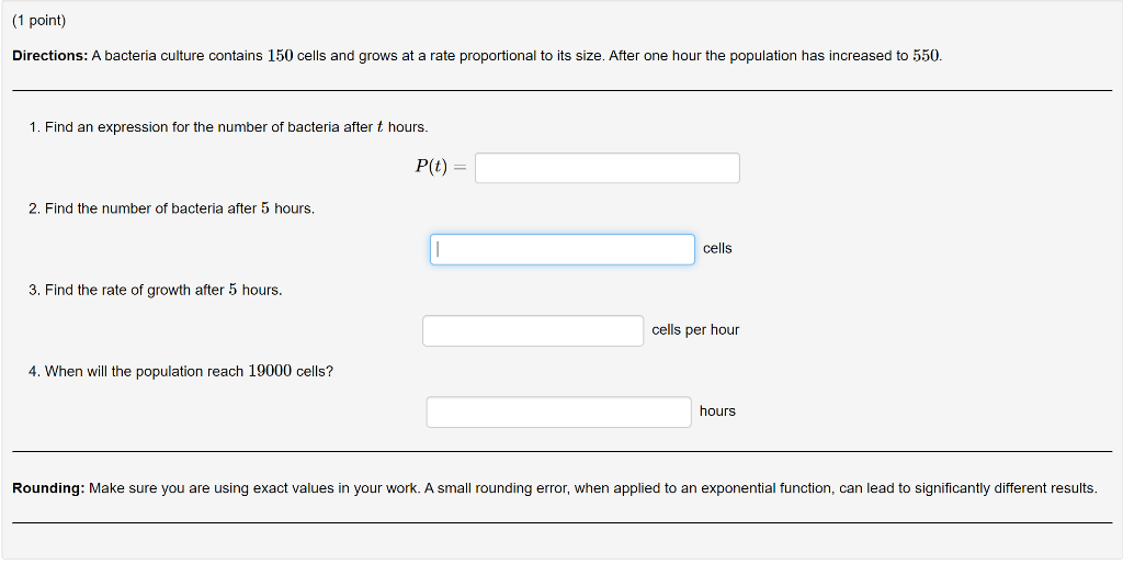 Solved A bacteria culture contains 150 cells and grows at a