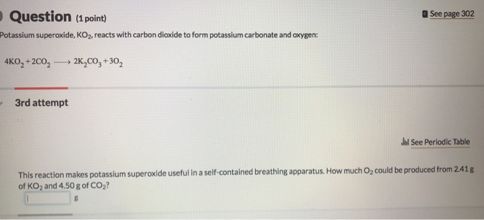 Solved Question 1 Point Potassium Superoxide Ko2 Reacts 2046