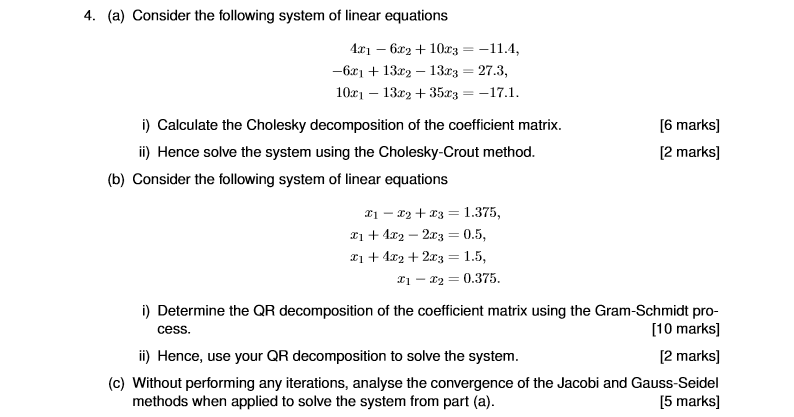 Solved 4. (a) Consider the following system of linear | Chegg.com