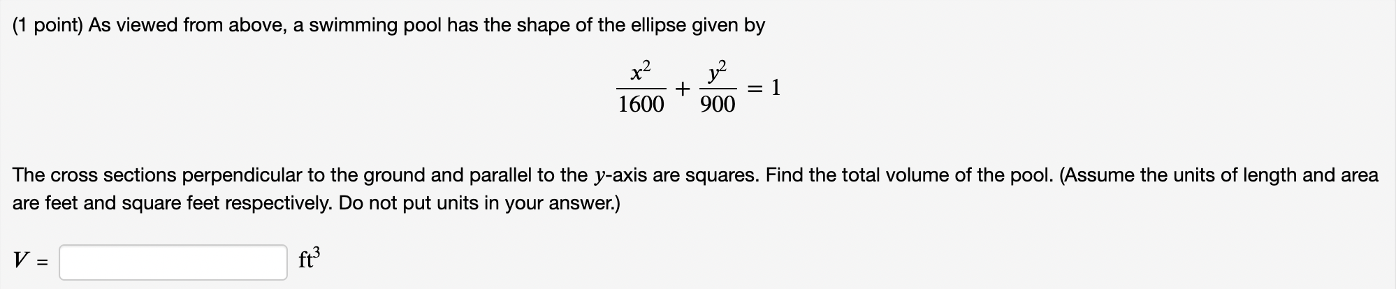Solved (1 point) As viewed from above, a swimming pool has | Chegg.com