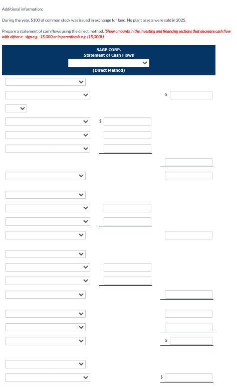 Solved Condensed Financial Data Of Sage Corp For 2025 And Chegg Com   PhpP0hIpy