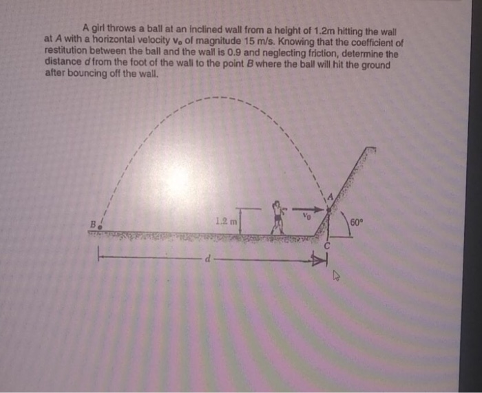 Solved A girl throws a ball at an inclined wall from a