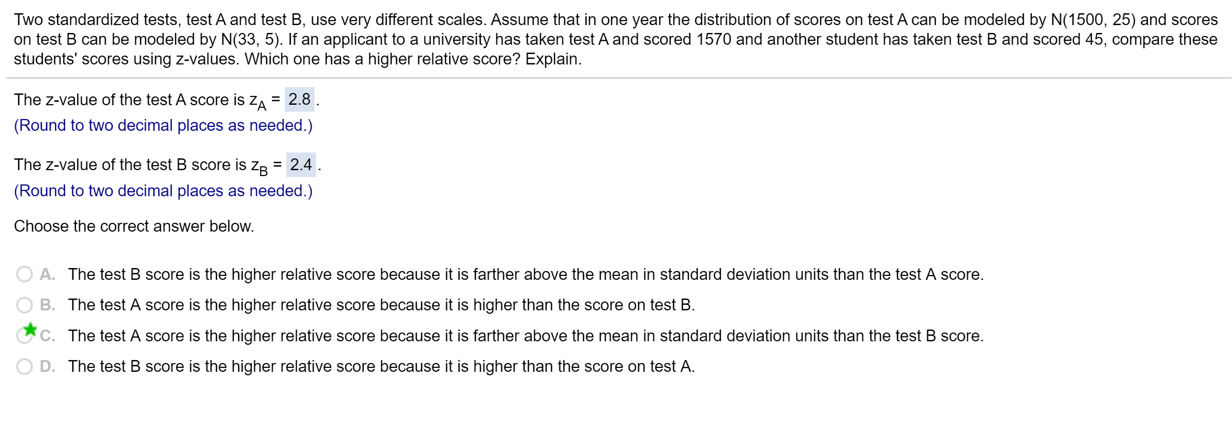 Solved Two Standardized Tests, Test A And Test B, Use Very | Chegg.com