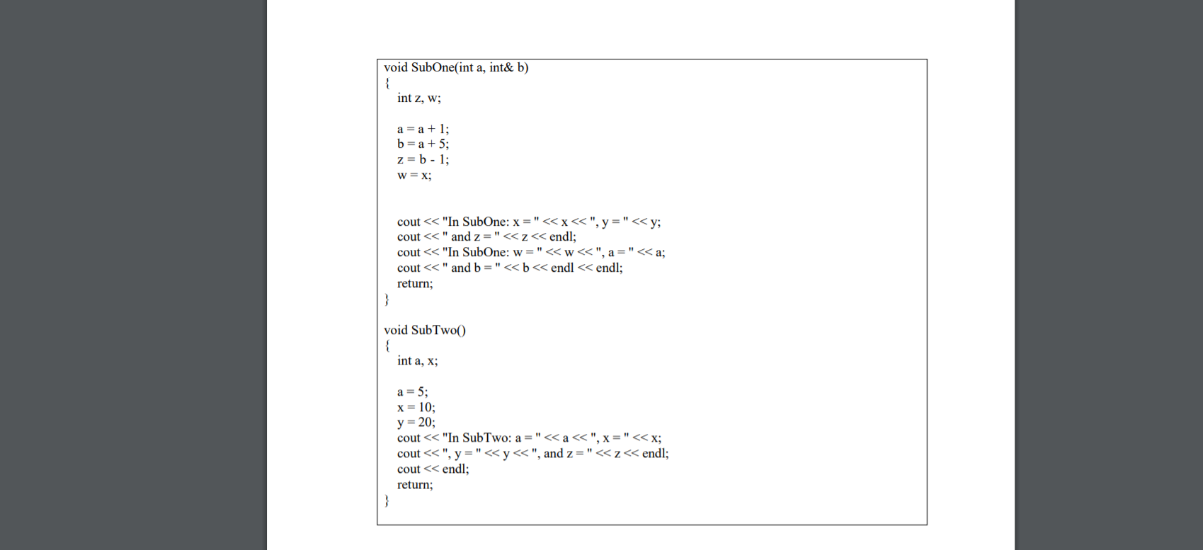 Solved 1. Consider The Following C++ Program And Answer The | Chegg.com