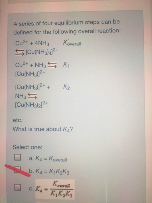 Solved A Series Of Four Equilibrium Steps Can Be Defined For | Chegg.com