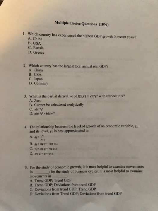 Solved Multiple Choice Questions (10%) 1. Which country has