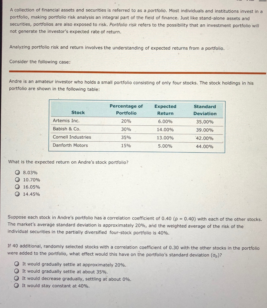 solved-a-collection-of-financial-assets-and-securities-is-chegg