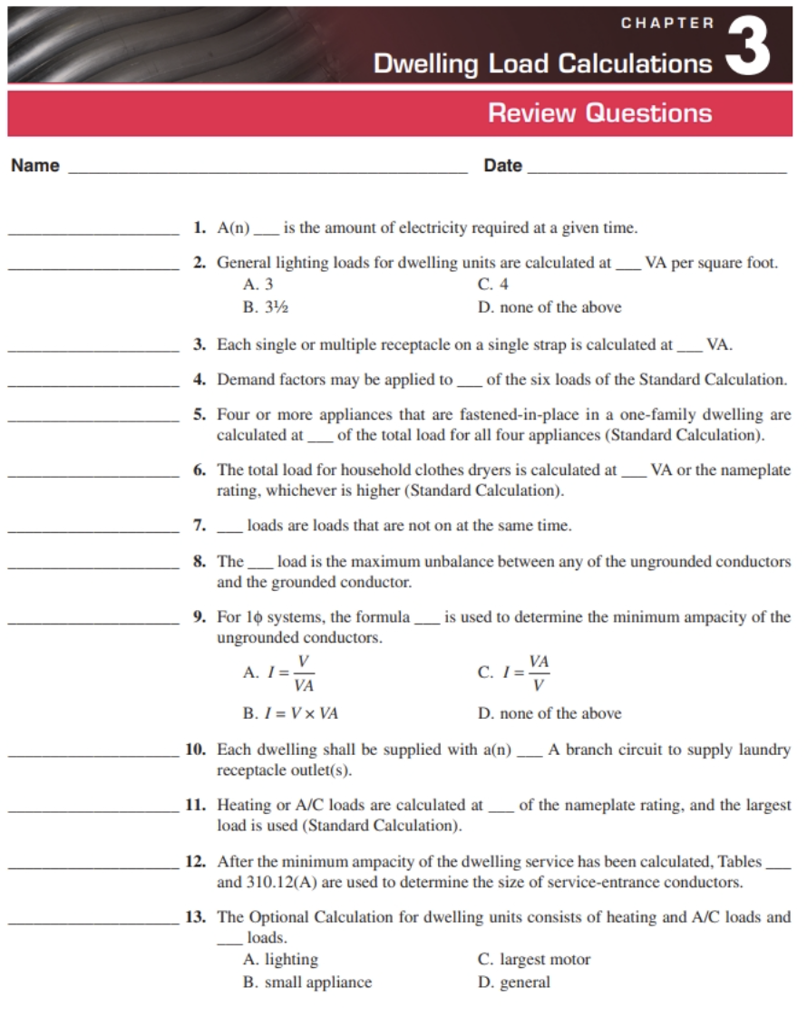 Solved 1. A(n) is the amount of electricity required at a