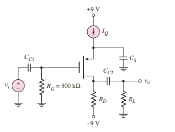 Solved +9 V Cs Cc R 500 k Rp 9 V ww 4.27 For the | Chegg.com