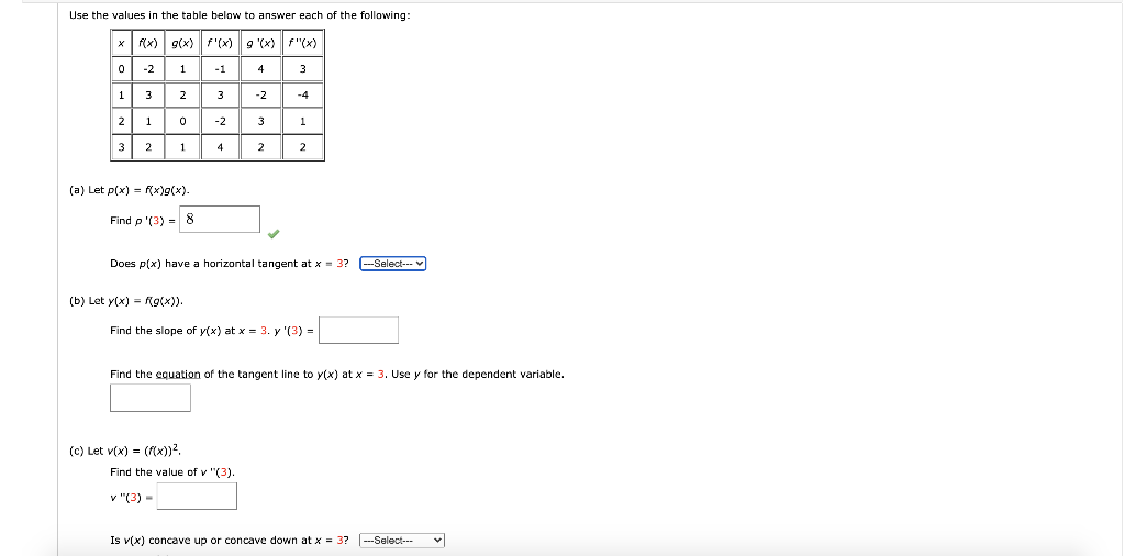 Solved Use The Values In The Table Below To Answer Each O Chegg Com