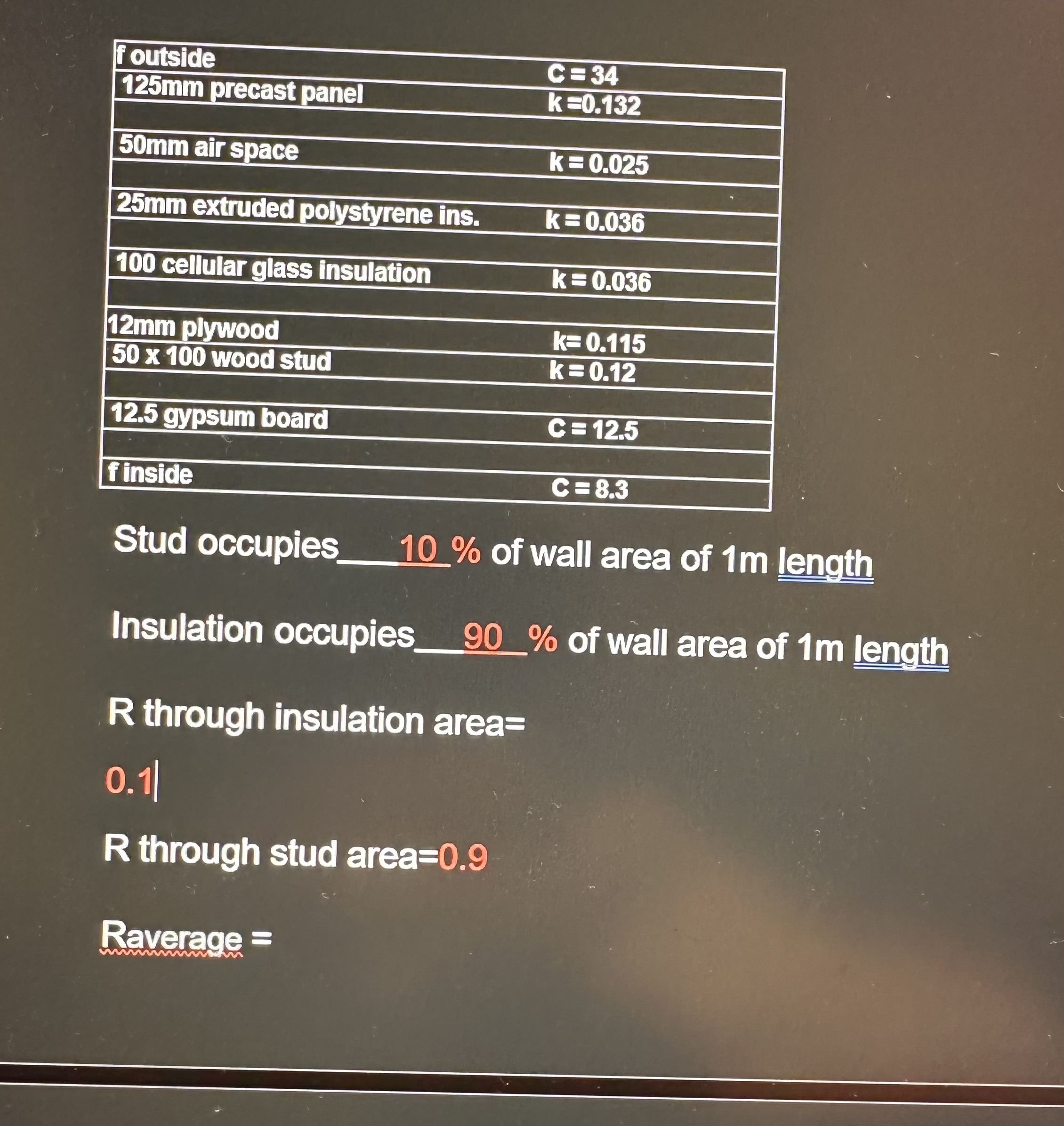 Solved thermal bridging Hint! 1) Calculate R through | Chegg.com