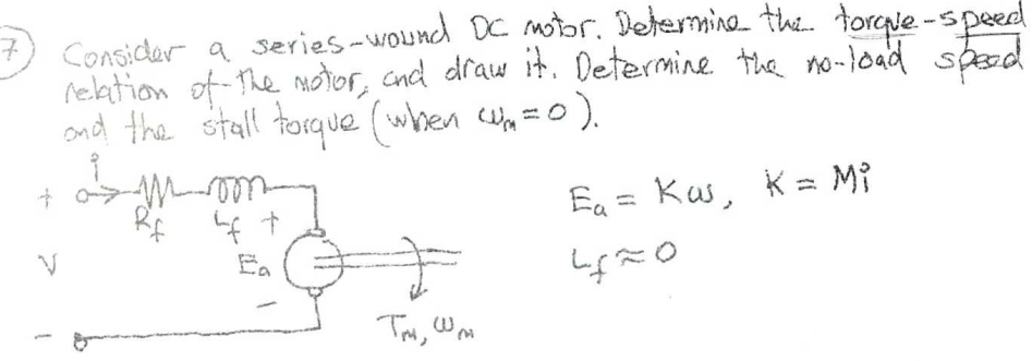 Solved Consider a series-wound DC motor. Determina the | Chegg.com