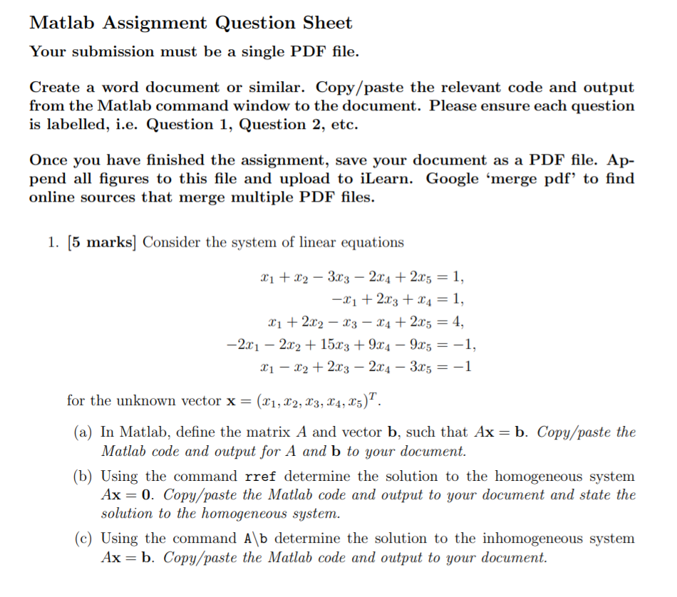 matlab assignment problems