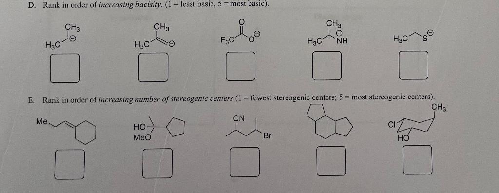 Solved D. Rank in order of increasing bacisity. (1 = least | Chegg.com