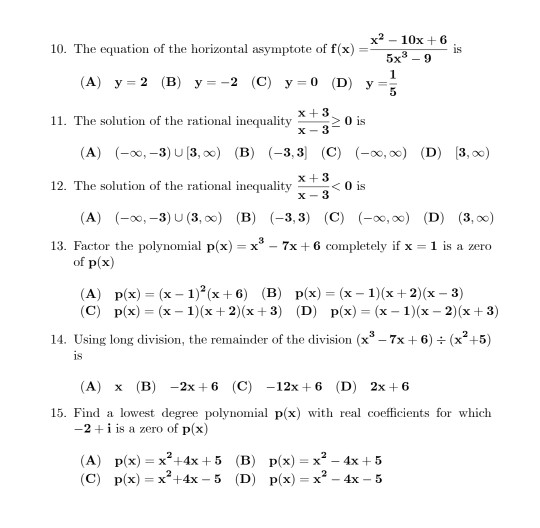 Solved X2 10x 6 10 The Equation Of The Horizontal As Chegg Com