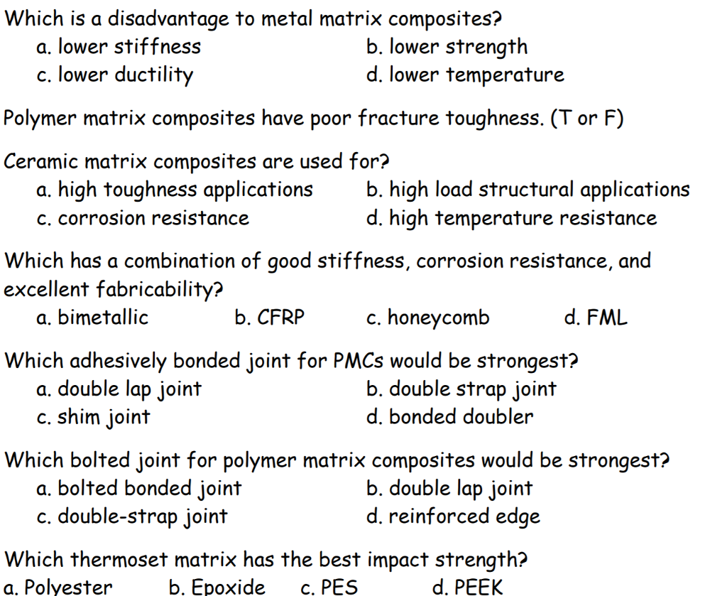 Solved Which is a disadvantage to metal matrix composites? | Chegg.com