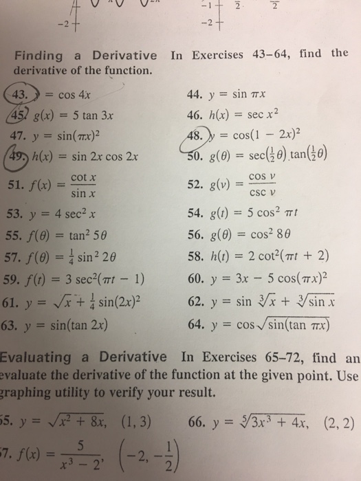 Solved Finding a Derivative In Exercises 43-64, find the | Chegg.com