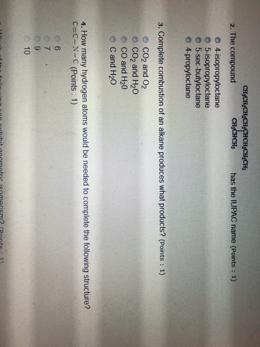 Solved The compound has the IUPAC name 4-isopropyloctane | Chegg.com