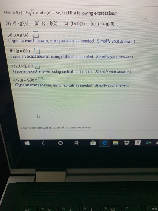 Solved Given fx) 5x and g(x) 5x, find the following | Chegg.com