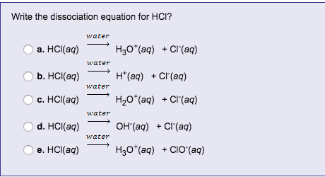 dissociation hcl aq