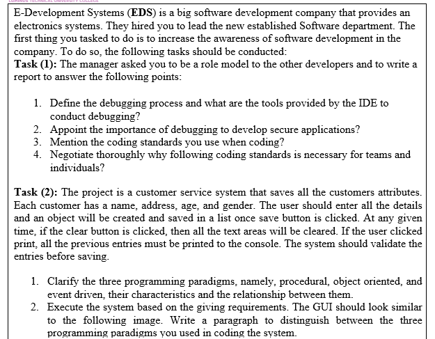 Solved E-Development Systems (EDS) is a big software | Chegg.com