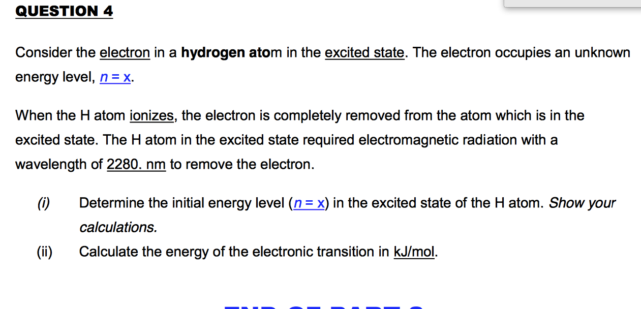 Solved QUESTION 4 Consider the electron in a hydrogen atom | Chegg.com