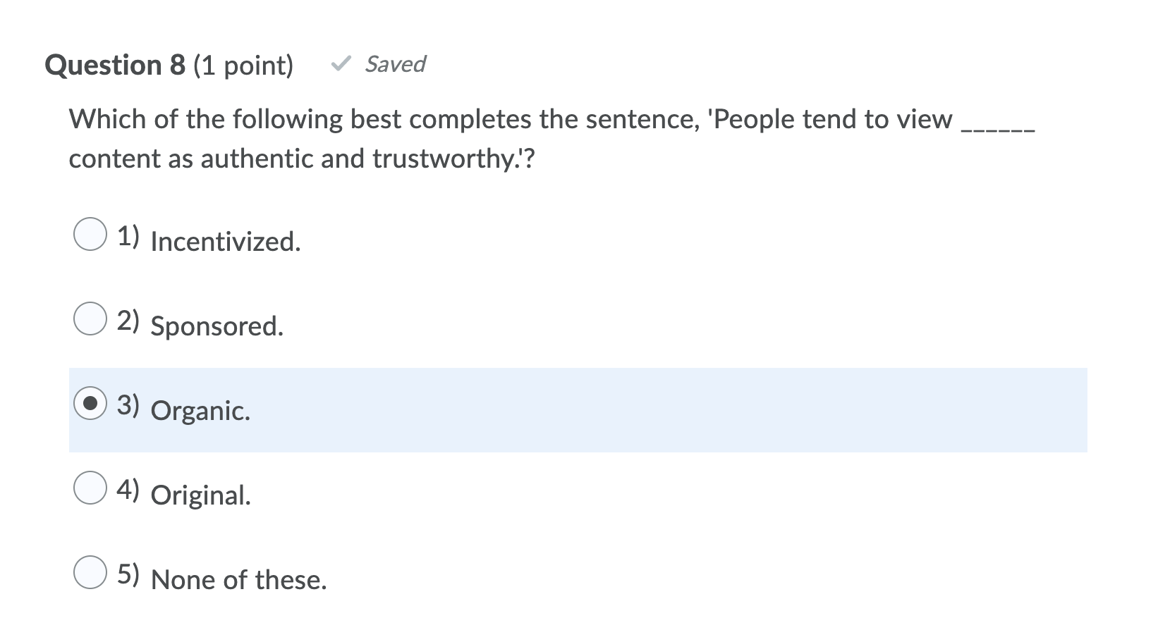 Solved Question 8 (1 point) Saved Which of the following | Chegg.com